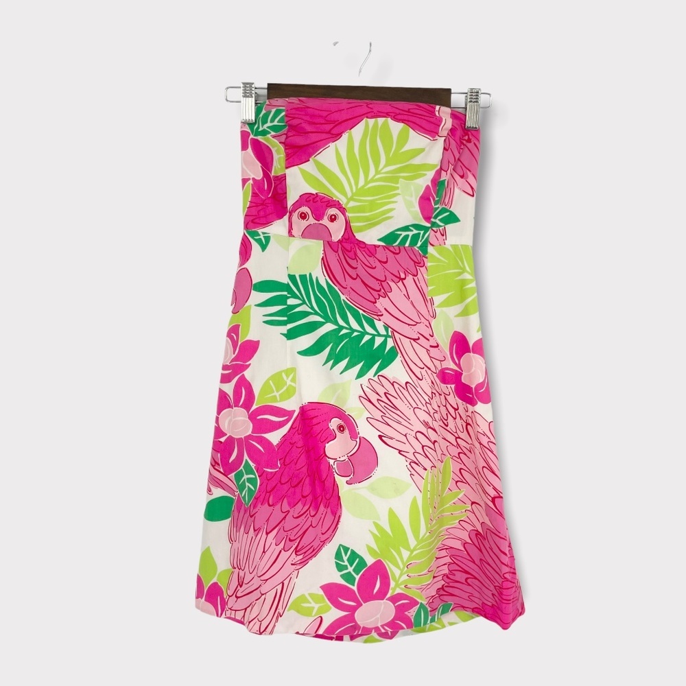 Lilly Pulitzer Pink Parrot Strapless Dress‎